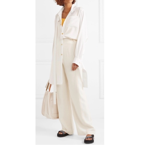3.1 Phillip Lam Sateen Overlap Pants in Cream. - Picture 4 of 15